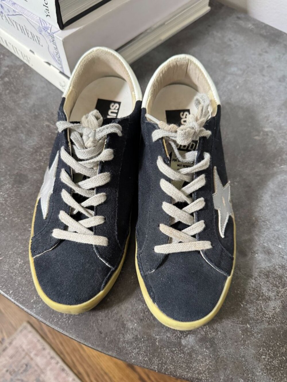 Golden Goose Superstar Low Top Sneakers Suede Navy Silver Star Size 36 - Picture 4 of 7
